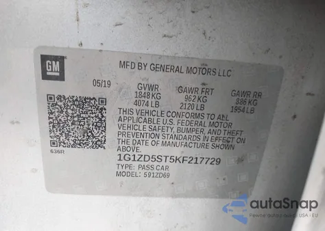 2019 Chevrolet Malibu Lt from USA, damaged, VIN 1G1ZD5ST5KF217729